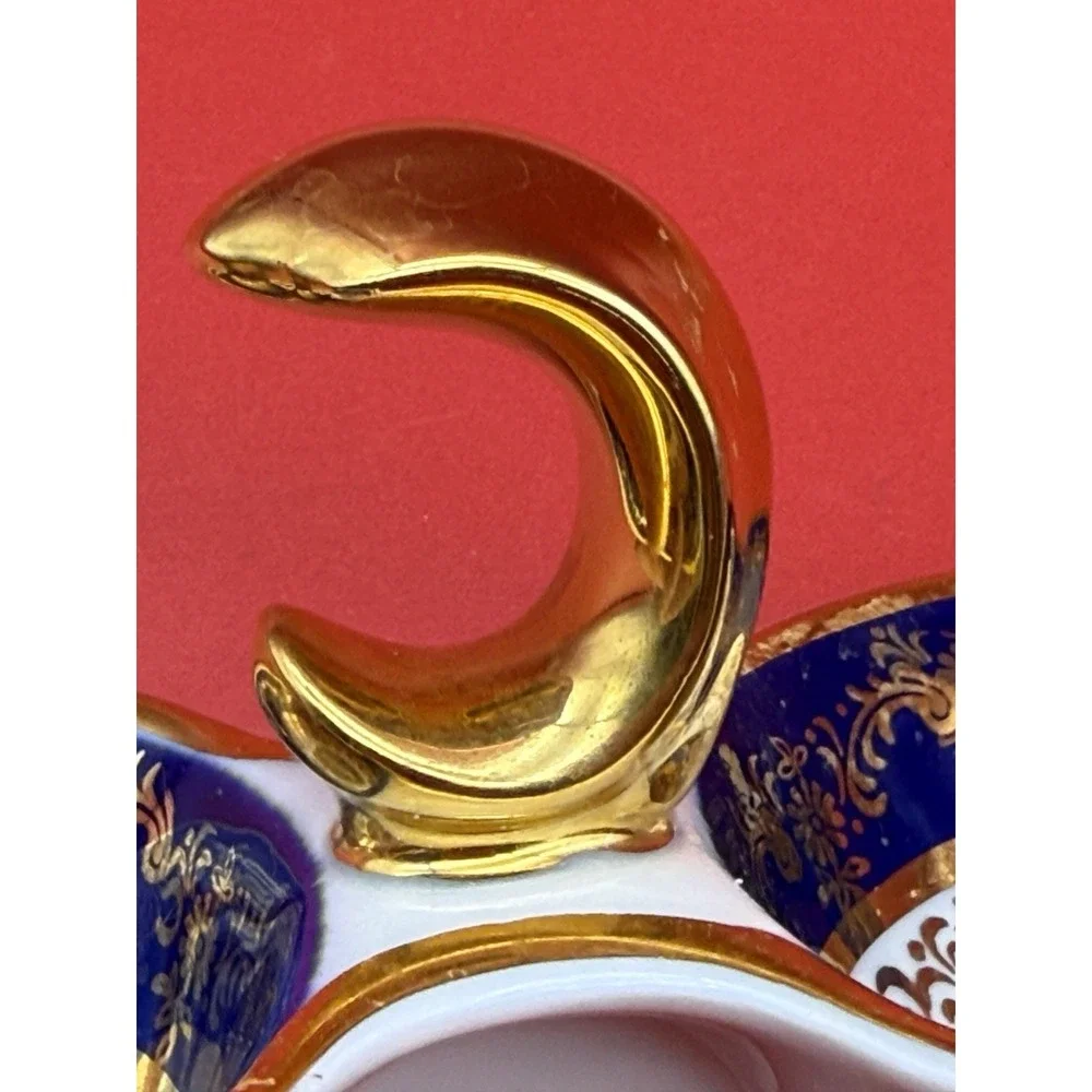 Vintage Czech Republic Cobalt Blue Porcelain Dish Salt & Pepper Cellar
